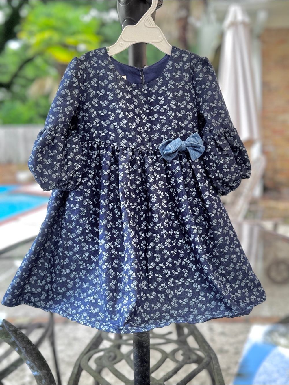 Laura Ashley Navy Floral Dress with Bow